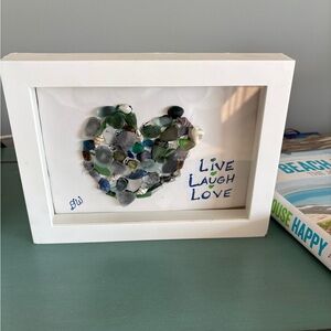 🎁White Framed Heart Art with Sea Glass